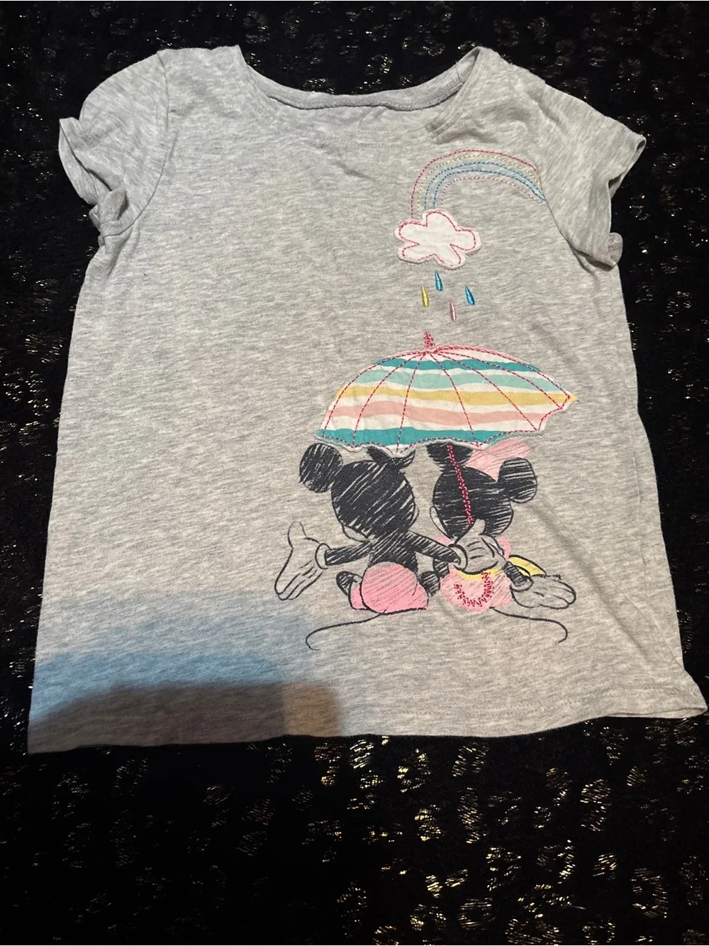 Disney Gray Tee Set with Pink Sparkle Pants